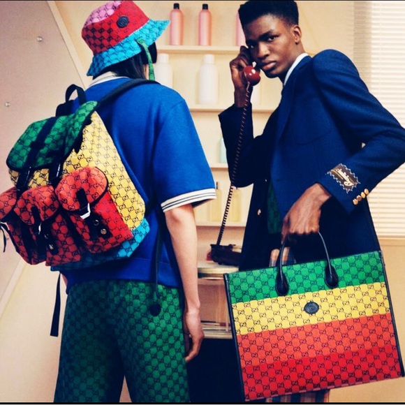 Gucci GG Straps Monogram Bucket Hat Multi-Color Reversible w Leather Logo Patch - Picture 12 of 12